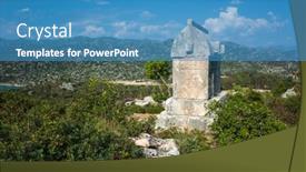  Presentation with ancient - Beautiful presentation theme featuring lycian-rock-tomb-sarcophagus backdrop and a teal colored foreground