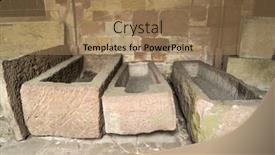  Presentation with monastery - Colorful slides enhanced with lycian tomb in the benedictine monastery of 12-15 century wissembourg alsace france backdrop and a coral colored foreground