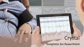  Presentation with detector - Slide set having lying - man passes a lie detector background and a coral colored foreground