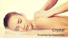  Presentation with relaxing - Colorful PPT theme enhanced with lying and relaxing at spa backdrop and a lemonade colored foreground