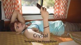  Presentation with torn down buildings - PPT theme having lying down in mini van background and a  colored foreground