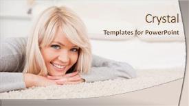  Presentation with colored parachute woman - Colorful slides enhanced with lying down on a carpet backdrop and a sky blue colored foreground