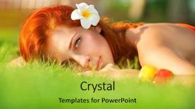  Presentation with hair spa - Colorful presentation design enhanced with lying down on fresh green backdrop and a  colored foreground