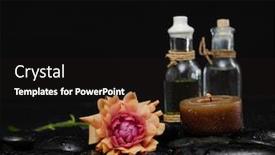  Presentation with massage therapy - Presentation having lying down ranunculus candle massage oil and therapy stones background and a black colored foreground