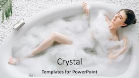  Presentation with analysis risk top view - Cool new presentation theme with lying in bath with foam backdrop and a light gray colored foreground
