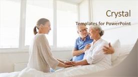  Presentation with family health - PPT layouts featuring lying in bed at hospital background and a sky blue colored foreground