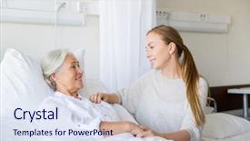  Presentation with hospital bed - Presentation design consisting of lying in bed at hospital background and a sky blue colored foreground