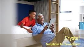  Presentation with grandfather - PPT theme enhanced with lying in bedroom playing game background and a tawny brown colored foreground