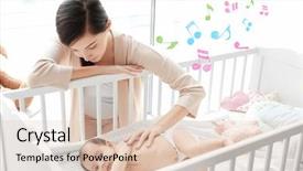  Presentation with mother baby - PPT layouts enhanced with lying in cradle lullaby song background and a lemonade colored foreground