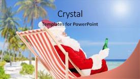  Presentation with cold beer - Presentation theme featuring lying on a beach chair background and a light blue colored foreground