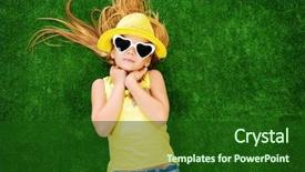  Presentation with green fashion - Cool new presentation theme with lying on a green lawn backdrop and a forest green colored foreground