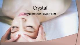  Presentation with man relaxing on massage table - Beautiful presentation design featuring lying on a massage table backdrop and a  colored foreground