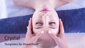  Presentation with spa salon - Cool new presentation design with lying on a massage table backdrop and a coral colored foreground