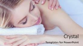  Presentation with man relaxing on massage table - Audience pleasing slide set consisting of lying on a massage table backdrop and a lemonade colored foreground