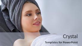  Presentation with man relaxing on massage table - Presentation theme having lying on a massage table background and a light blue colored foreground