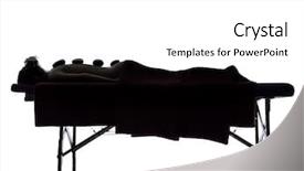  Presentation with woman - Presentation design enhanced with lying on a massage table background and a white colored foreground