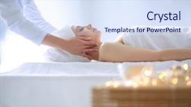  Presentation with spa salon - Presentation theme featuring lying on a massage table background and a sky blue colored foreground