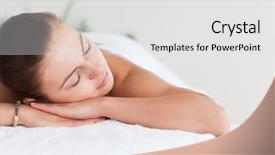  Presentation with cute - PPT theme featuring lying on a massage table background and a  colored foreground