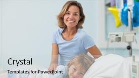  Presentation with medical dermatology child - PPT theme having lying on a medical bed background and a  colored foreground