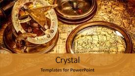  Presentation with map vintage - PPT theme enhanced with lying on an old map background and a gold colored foreground