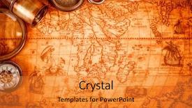  Presentation with vintage compass - Colorful presentation design enhanced with lying on an old map backdrop and a gold colored foreground