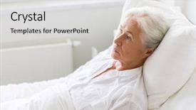  Presentation with old people - Amazing PPT theme having lying on bed at hospital backdrop and a light gray colored foreground