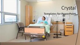  Presentation with hospital bed - Presentation enhanced with lying on bed in hospital background and a soft green colored foreground