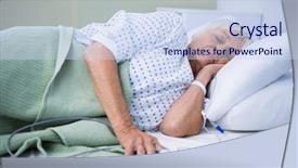  Presentation with moving patient to hospital bed - PPT layouts featuring lying on bed in hospital background and a  colored foreground