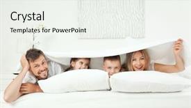  Presentation with bed hotel - Cool new slides with lying on bed in hotel backdrop and a sky blue colored foreground