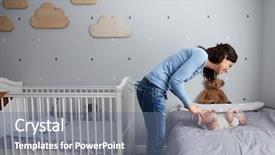  Presentation with mother baby and nurse - Beautiful slide deck featuring lying on bed in nursery backdrop and a  colored foreground