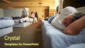  Presentation with homeless - Presentation design consisting of lying on beds in homeless background and a tawny brown colored foreground