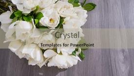  Presentation with wooden - PPT theme having lying-on-bouquet-of-white background and a mint green colored foreground