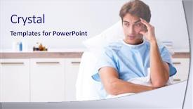  Presentation with nurse a male patient - Beautiful slide deck featuring lying on couch in hospital backdrop and a  colored foreground