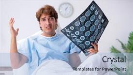  Presentation with nurse a male patient - Amazing slide set having lying on couch in hospital backdrop and a  colored foreground