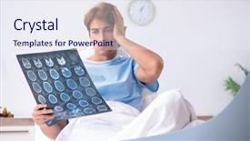  Presentation with nurse a male patient - Cool new slide set with lying on couch in hospital backdrop and a  colored foreground