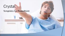  Presentation with nurse a male patient - Presentation design enhanced with lying on couch in hospital background and a  colored foreground