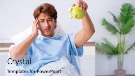  Presentation with nurse a male patient - PPT theme with lying on couch in hospital background and a light blue colored foreground