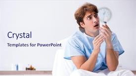  Presentation with nurse a male patient - Slide deck having lying on couch in hospital background and a  colored foreground