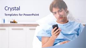  Presentation with nurse a male patient - PPT theme featuring lying on couch in hospital background and a sky blue colored foreground