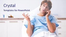  Presentation with nurse a male patient - Slide deck featuring lying on couch in hospital background and a sky blue colored foreground