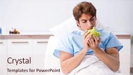  Presentation with nurse a male patient - PPT theme featuring lying on couch in hospital background and a lemonade colored foreground