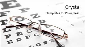  Presentation with glasses blurry eye chart - Cool new PPT theme with lying on eye test chart backdrop and a white colored foreground