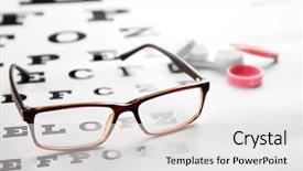  Presentation with glasses blurry eye chart - PPT theme having lying on eye test chart background and a light gray colored foreground