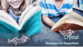  Presentation with kids reading book - Cool new slide set with lying on floor and reading backdrop and a ocean colored foreground
