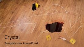  Presentation with forensic - Audience pleasing PPT layouts consisting of lying on floor at crime backdrop and a coral colored foreground