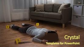  Presentation with murder blood - Slide set enhanced with lying on floor at crime background and a tawny brown colored foreground