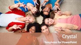  Presentation with race ethnicity - Presentation theme featuring lying on floor in circle background and a coral colored foreground