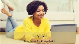  Presentation with african people - Cool new presentation theme with lying on floor with laptop backdrop and a yellow colored foreground