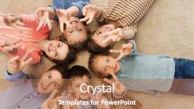  Presentation with childhood - PPT theme with lying on floorin circle background and a coral colored foreground