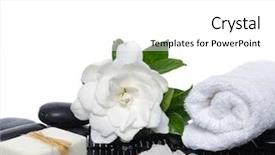  Presentation with paper towel roll - Presentation featuring lying on gardenia with soap background and a  colored foreground